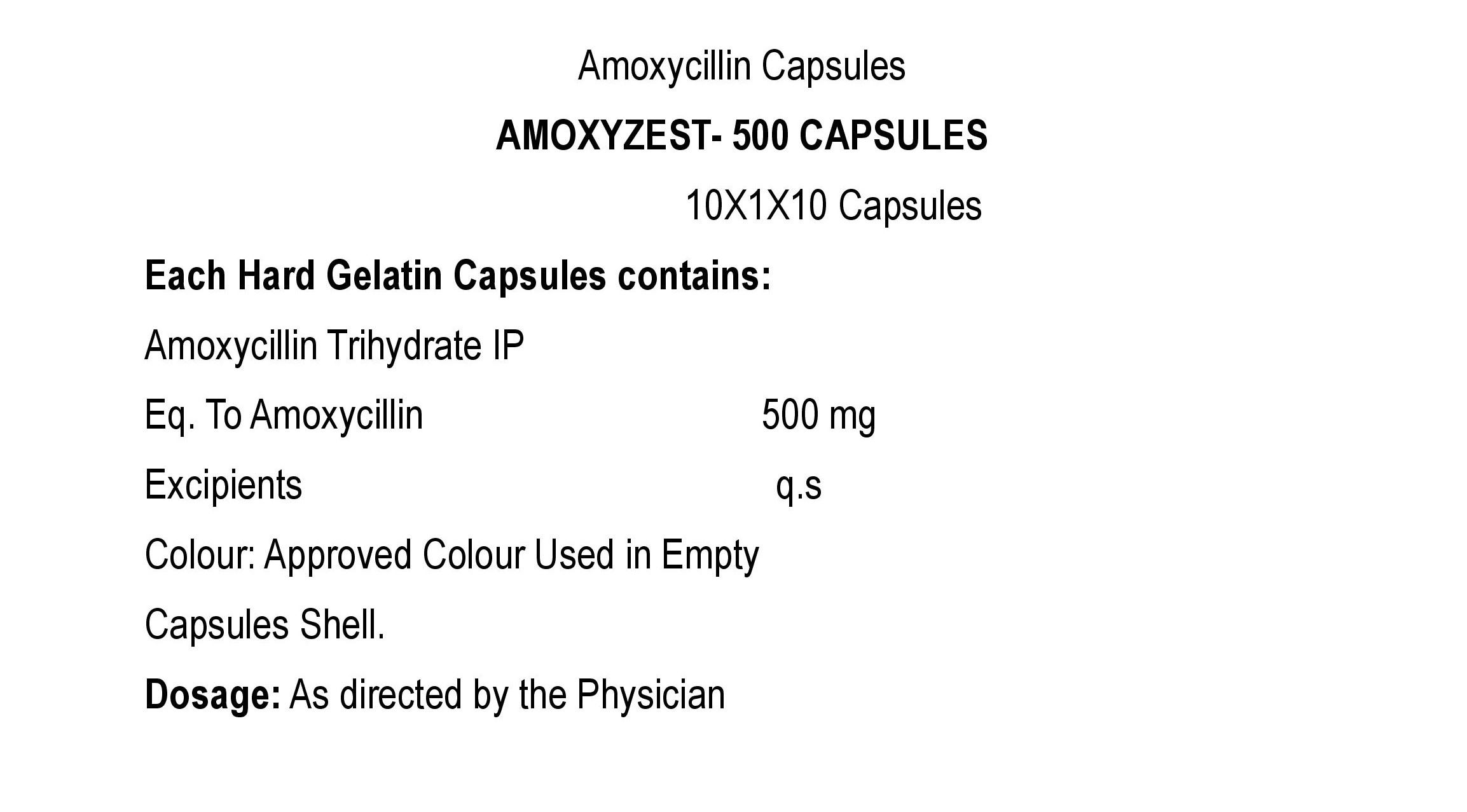 AMOXYZEST 500 CAPSULES